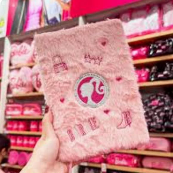 Barbie Plush Faux Pink Hardcover Embossed Journal Notebook by Mattel - Picture 2 of 7